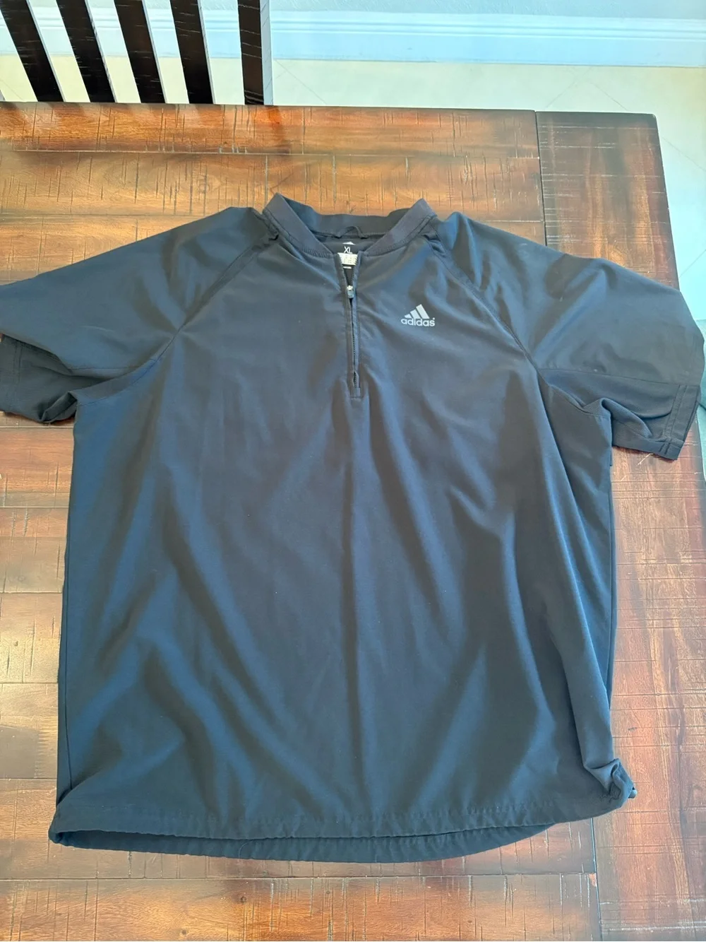 adidas Men’s Black Short-Sleeve Half-Zip Polo